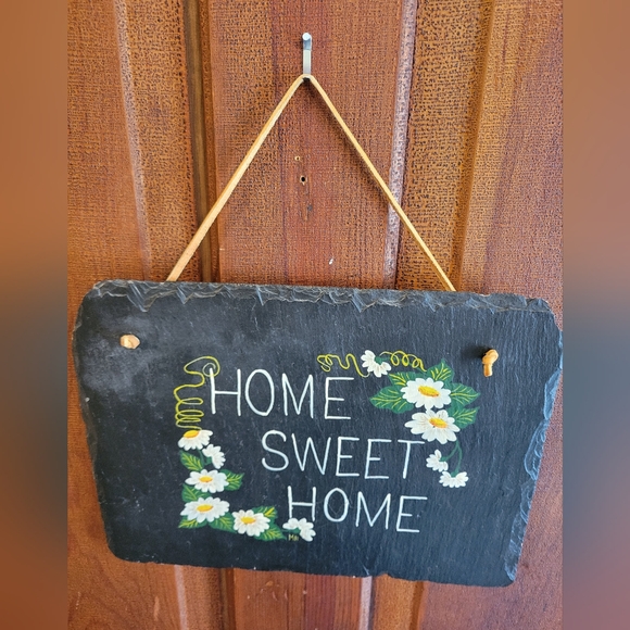 Home Sweet Home Handpainted Slate Sign, Signed MF - Picture 5 of 8